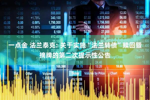 一点金 法兰泰克: 关于实施“法兰转债”赎回暨摘牌的第二次提示性公告